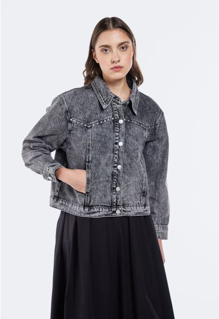 Strass Embellished Denim Jacket