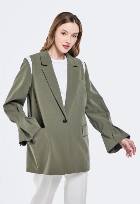 Stitch Embellished Padded Blazer