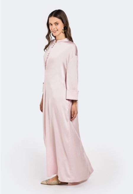 Inverted Pleat Satin Dress