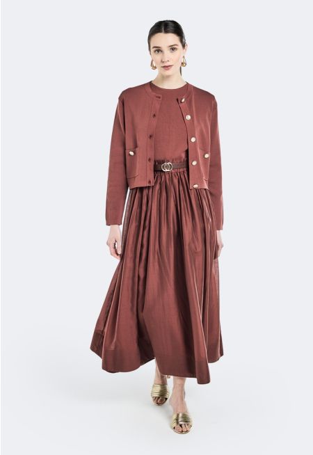 Knitted Bodice Woven Skirt Dress