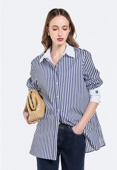 Striped Sequin Embellished Shirt