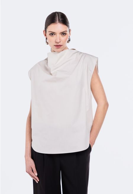 Sleeveless Draped Neck Top