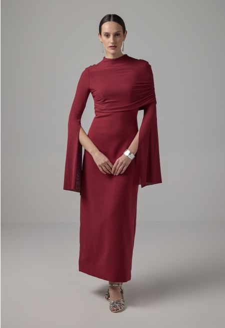 Maxi Dress With Overlay Knitted
