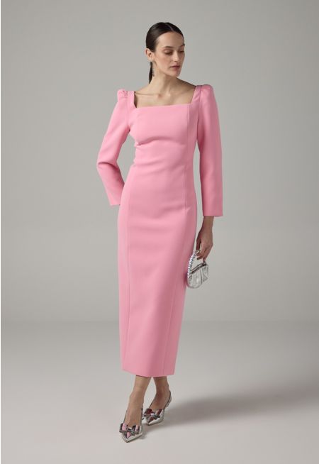 Puff Sleeves Midi Dress 