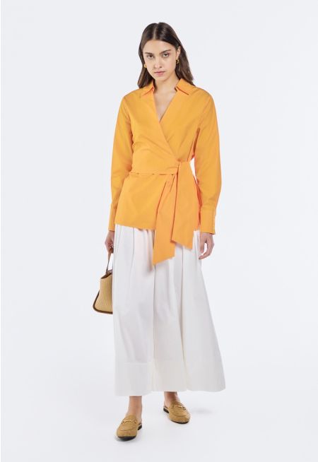 Pintuck Waist Palazzo Trousers