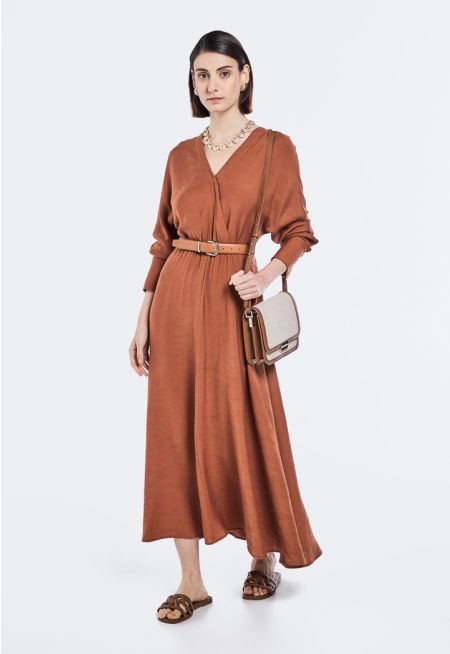 Ribbed Elastic Waist Dress