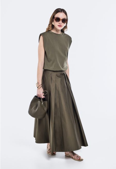Shoulder Pad Drop Waist Dress