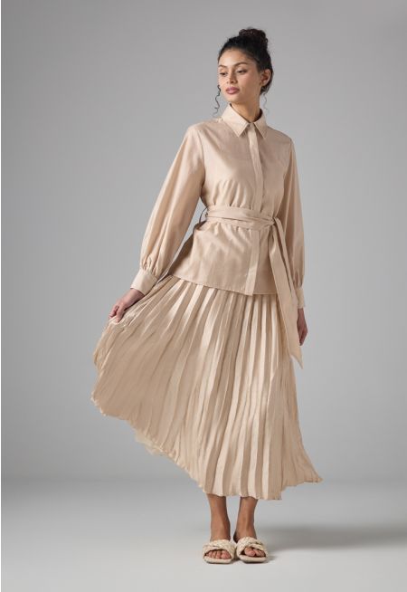 Solid Pleated Skirt