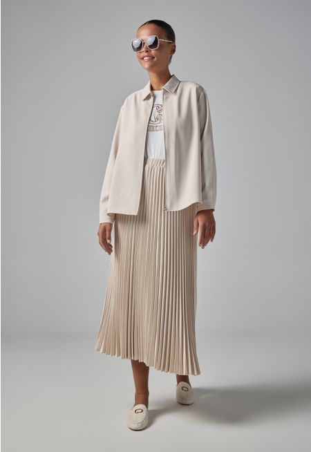 Solid Pleated Skirt