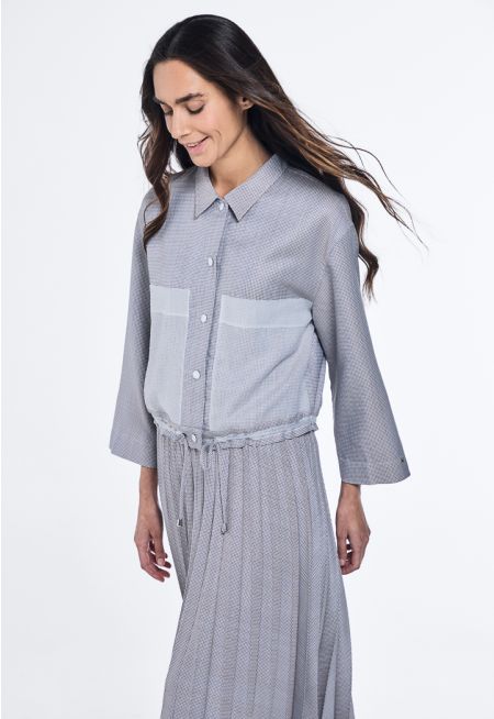 Lurex Checked Drawstring Jacket