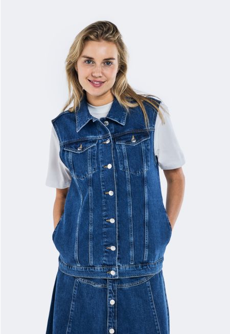 Solid Denim Vest