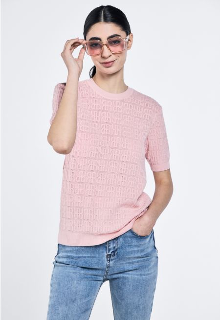 Embossed Monogram Knitted Top