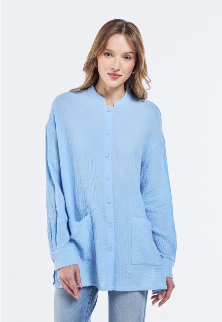 Solid Cotton Gauze Shirt