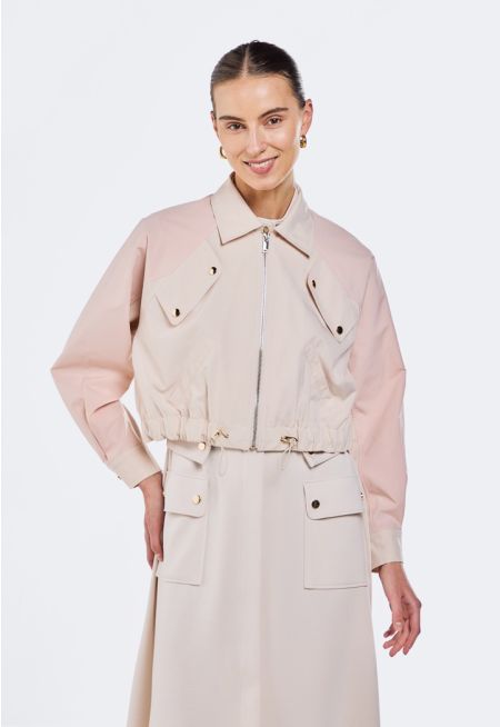 Color Block Cropped Jacket