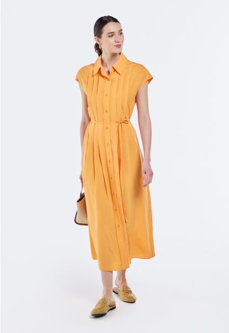 Sleeveless Pleated Midi Dress