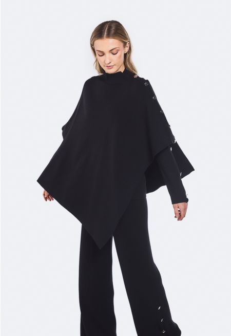 Knitted Asymmetrical Hem Poncho