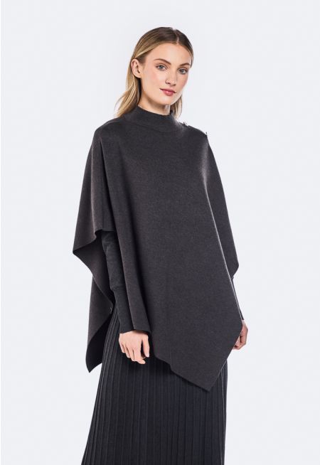 Knitted Asymmetrical Hem Poncho