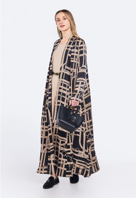 Belt Print Maxi Abaya