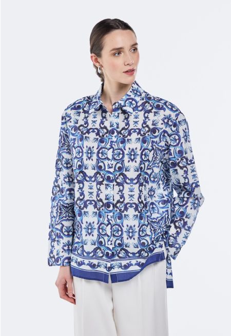 High Low Printed Shirt