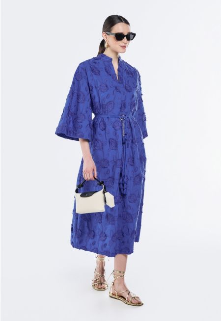 Textured Floral Embroidered Dress