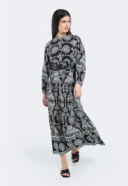 Dolman Sleeve Printed Dress