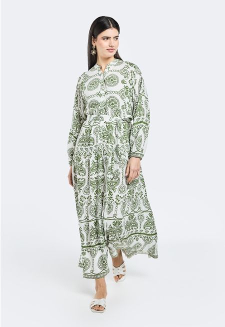 Dolman Sleeve Printed Dress