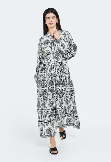 Dolman Sleeve Printed Dress