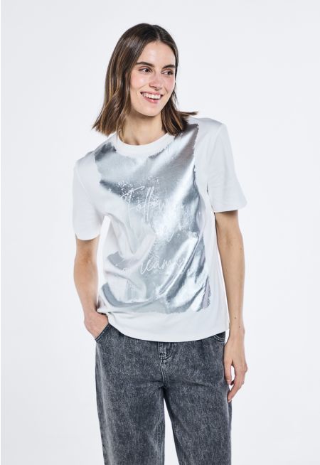 Metallic Foil Print T-Shirt