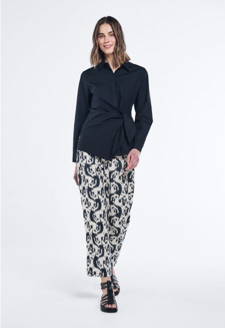 Contrast Printed Belted Trousers