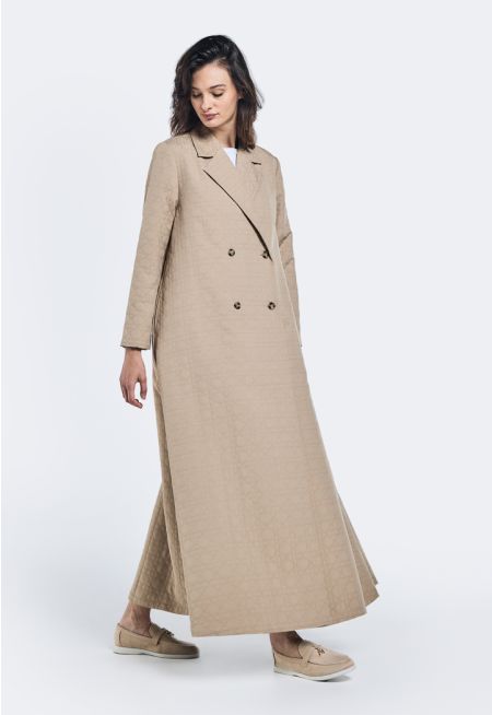 Double Breasted Notched Collar Abaya