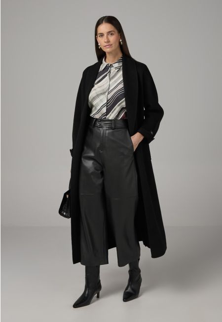 PU Leather Wide Legs Basic Trousers