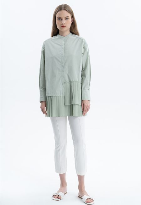 Solid Pin Tuck Stretchable Trouser
