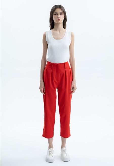 Solid Mid-Rise Pants