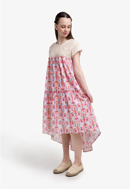 High-Low Yoke Lace Dress