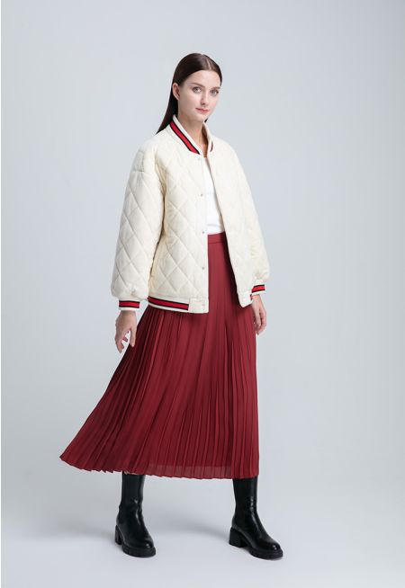 Even Pleated Solid Skirt