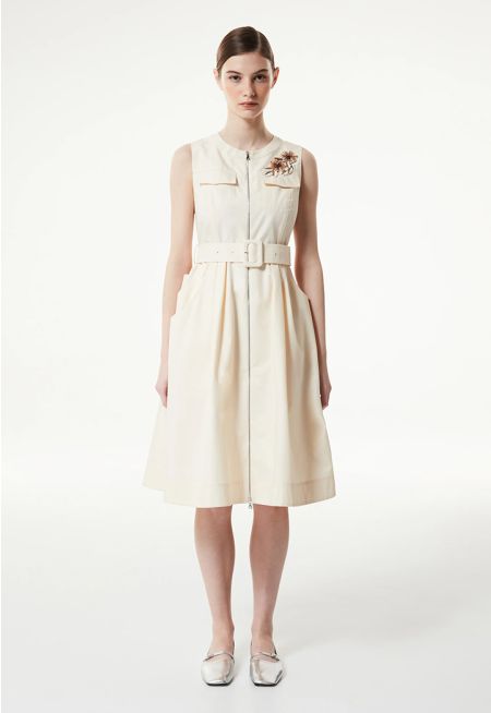 Machka- Belted Gabardine Dress 