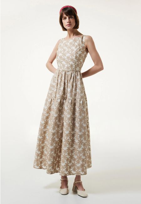 Machka- Floral Embroide Poplin Dress 