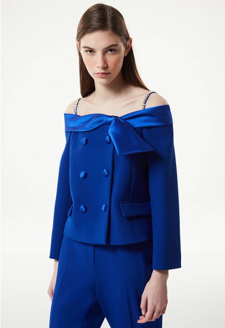 Machka- Satin Duchess Garni Jacket With Bow 