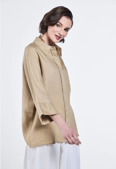 Kimono Sleeves Loose Fit Shirt