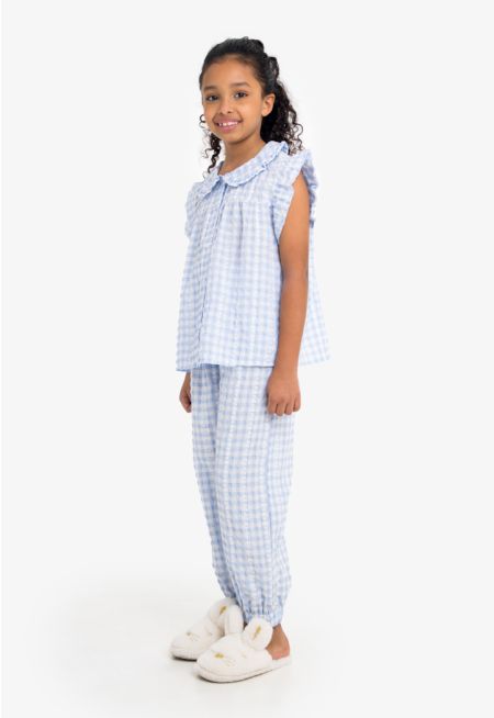 Checkered Ruffled Pajama Set