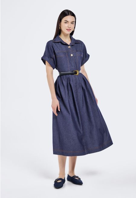 Short Sleeved Denim Dress