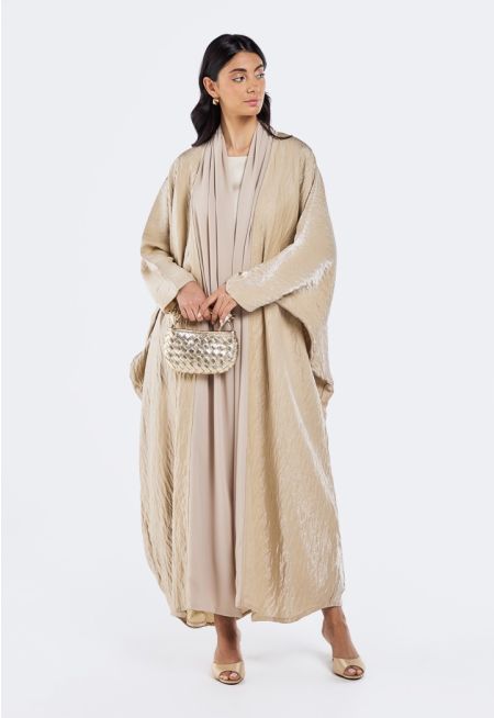 Crinkled Metallic Chiffon Abaya