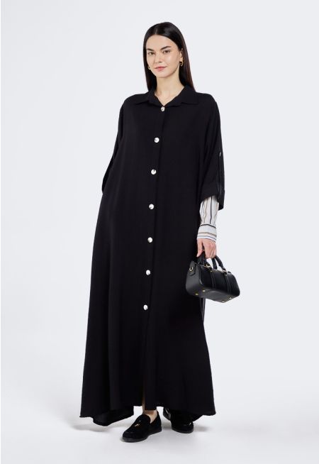 Striped Sleeves Buttoned Outerwear