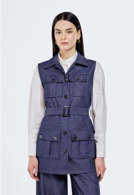 Belted Denim Vest