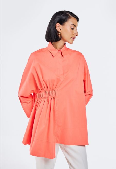 Solid Asymmetrical Hem Shirt