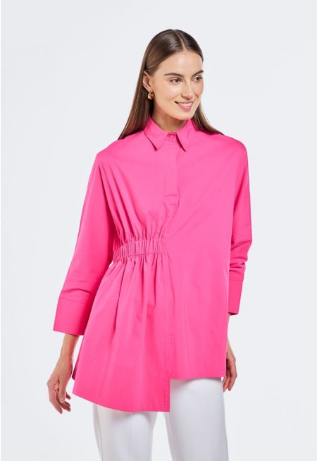 Solid Asymmetrical Hem Shirt