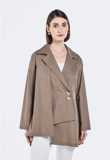 Asymmetrical Hem Notched Collar Jacket