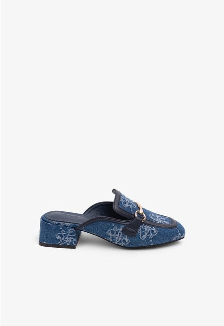 Denim Monogram Mules