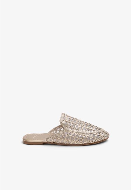 Sparkling Woven Flat Mules