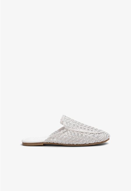 Sparkling Woven Flat Mules